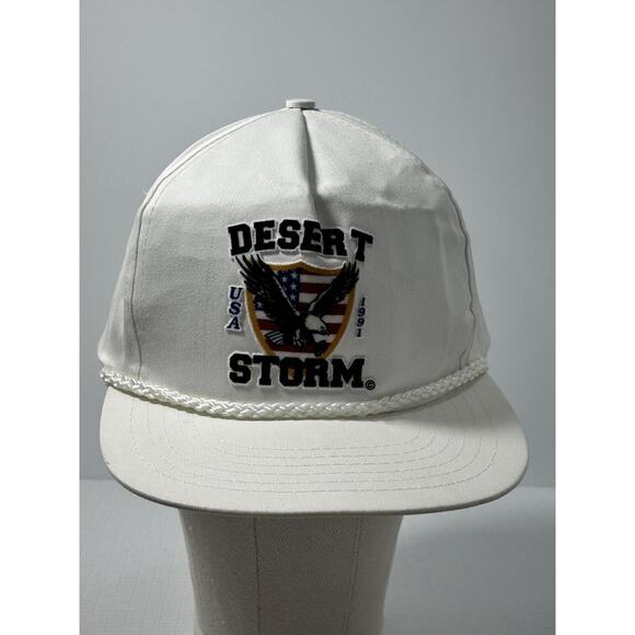 Vintage Wear USA 1991 Desert Storm White SnapBack Adjustable Baseball Hat Cap - Picture 1 of 16